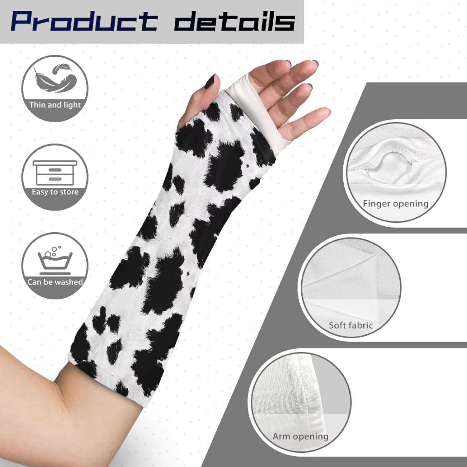 Rnyleeg Cast Covers for Shower Arm Cow Spot Arm Cast Cover Fashion for Women Men Washable Arm Plaster Cover Medium 11.4'' Length x 10-13'' Circumference
