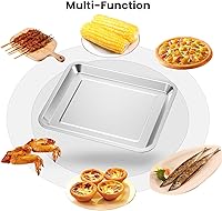 Vista 5 de Juego de 2 bandejas para hornear de acero inoxidable, bandeja de repuesto de sartén de aire de 12.4 x 11 pulgadas para freidora de aire Cuisinart