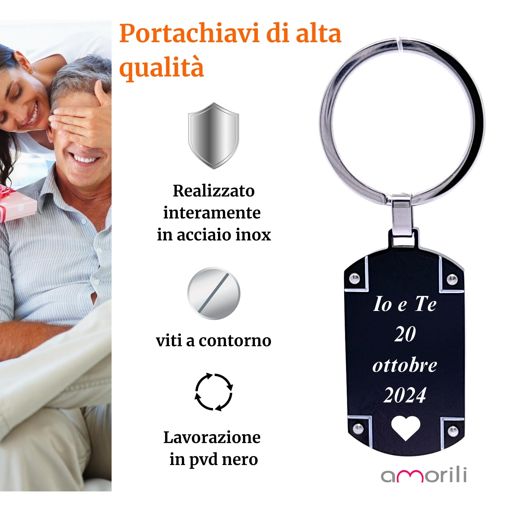 Portachiavi uomo piastra acciaio prt0040