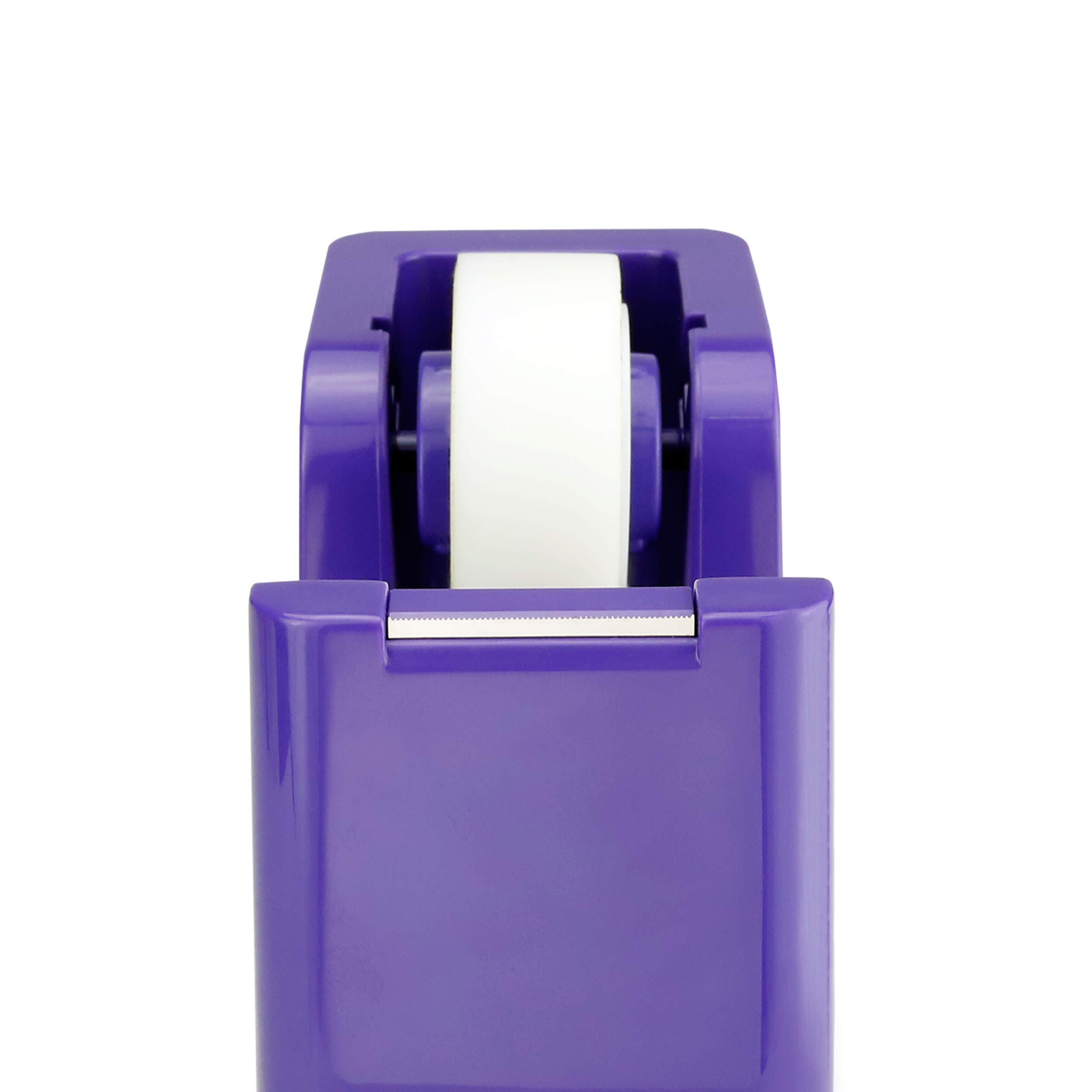ABEL SimpleWork Dispensador de cinta de escritorio, morado, núcleo de 2,54 cm, base antideslizante, cortador de cinta para oficina, hogar, escuela y manualidades
