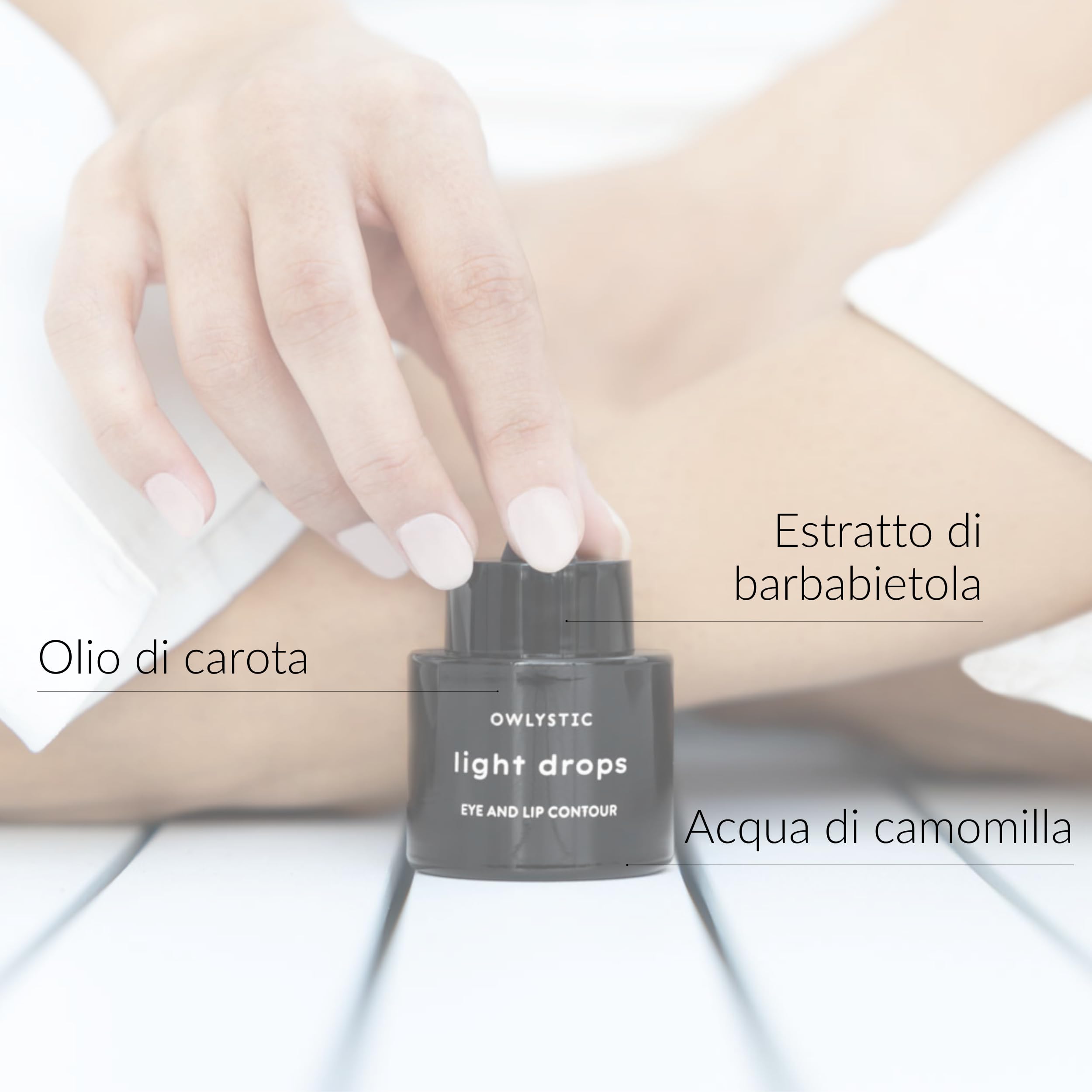 Bio Contorno Occhi Occhiaie con Effetto Antirughe MADE IN ITALY - Gel all'Estratto di Barbabietola e Olio di Carota - Azione Illuminante, Rivitalizza lo Sguardo - Idratante per Labbra OWLYSTIC 15ml