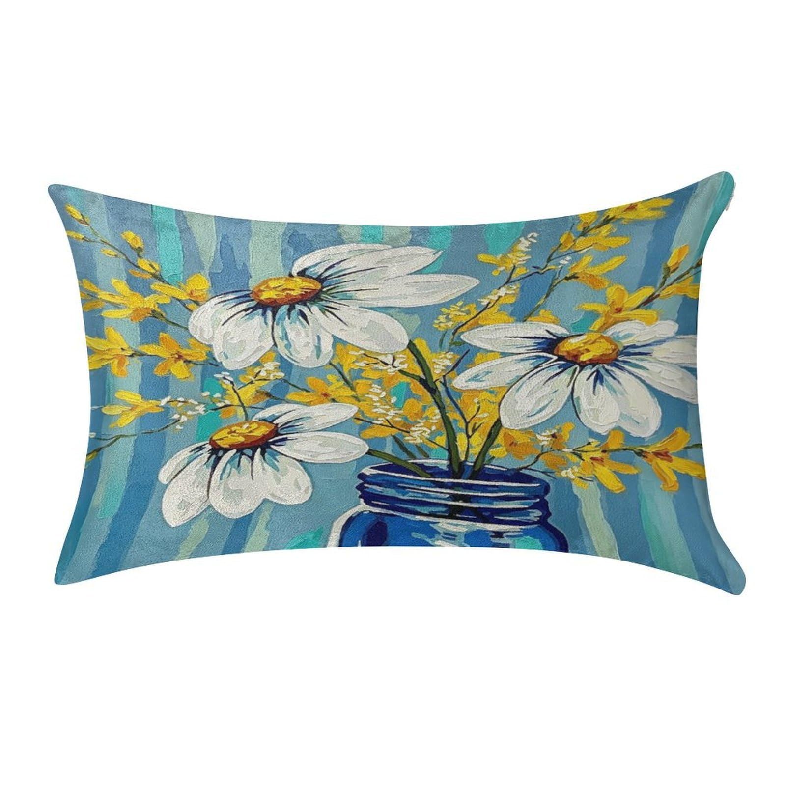 Fekiloot Style Daisy Vase Flowers Pillow Covers Home Decor Pillow Cases