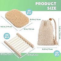 Vista 2 de Juego de 90 protectores de jabón que incluye plato de madera, bolsa exfoliante, almohadillas de ahorro a granel con autodesagüe, soporte de jabón