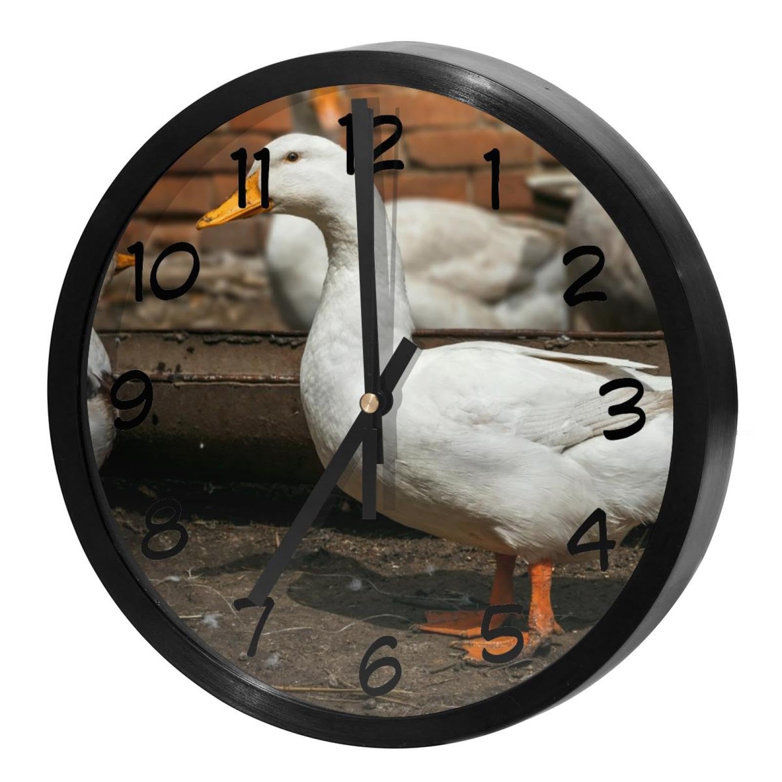 Horloge murale silencieuse à quartz décor canards blancs pour la cuisine et la maison