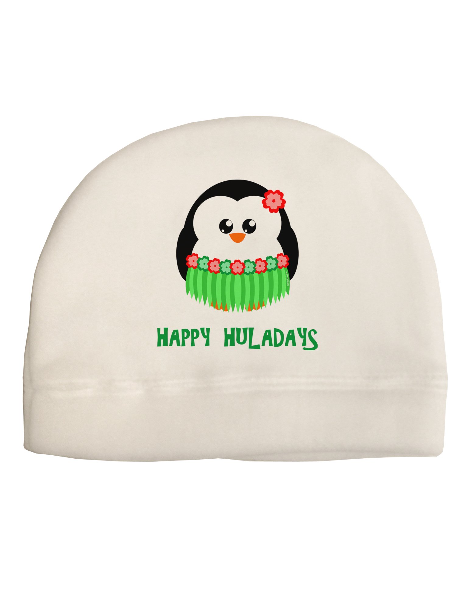 TOOLOUD Happy Huladays Christmas Penguin - Red and Green Child Fleece Beanie Cap Hat