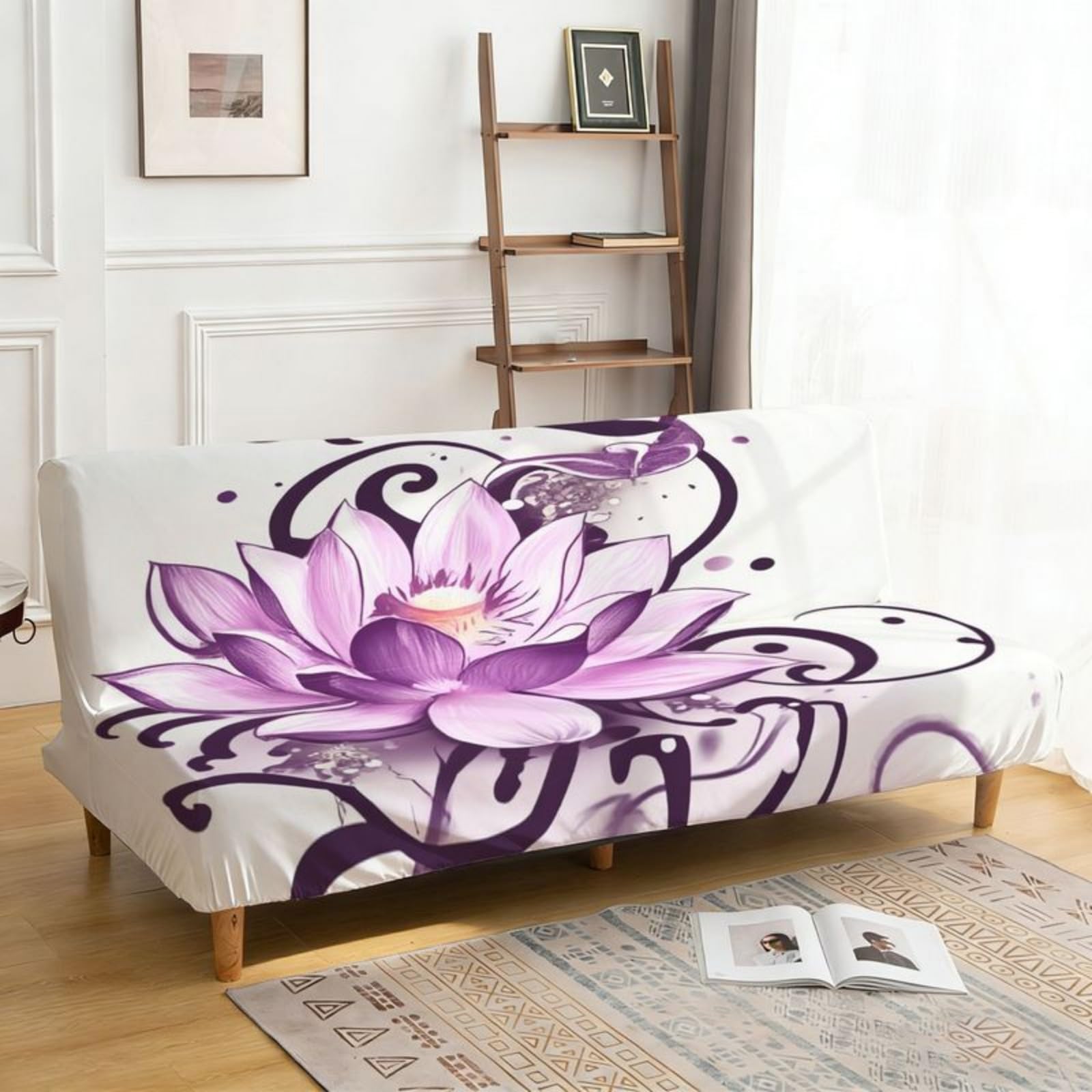 boiszeda Armless Sofa Bed Cover, Spandex Stretch Futon Slipcover(190-210cm)
