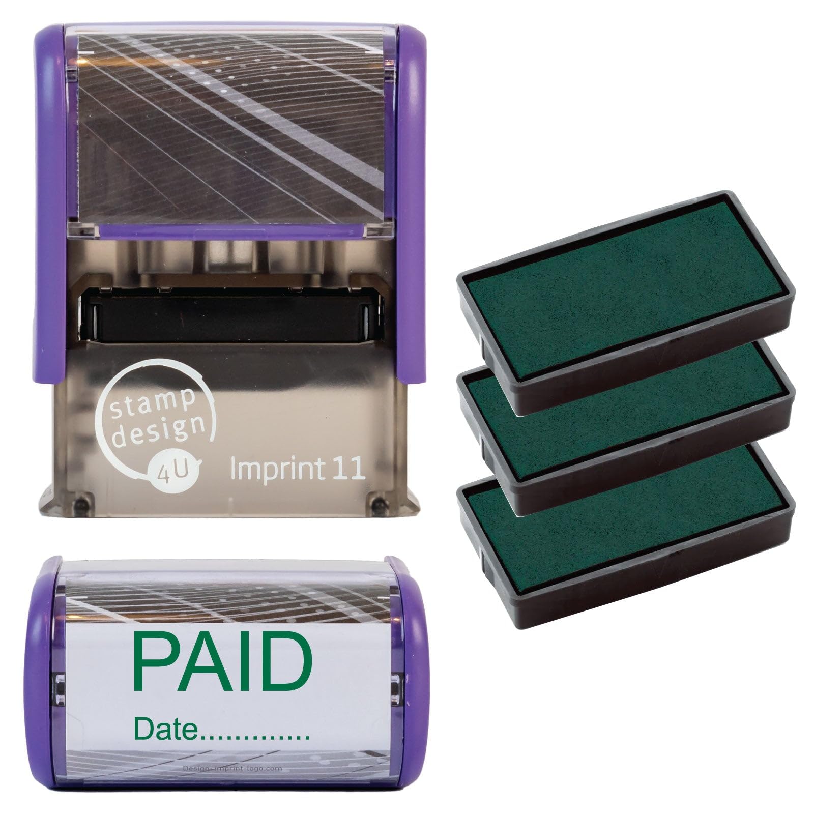 Paid with Date Rubber Stamp Self Inking- SD4U Imprint 11 38 x 14mm - Capital Bold Lettering to Ink Your Documents
