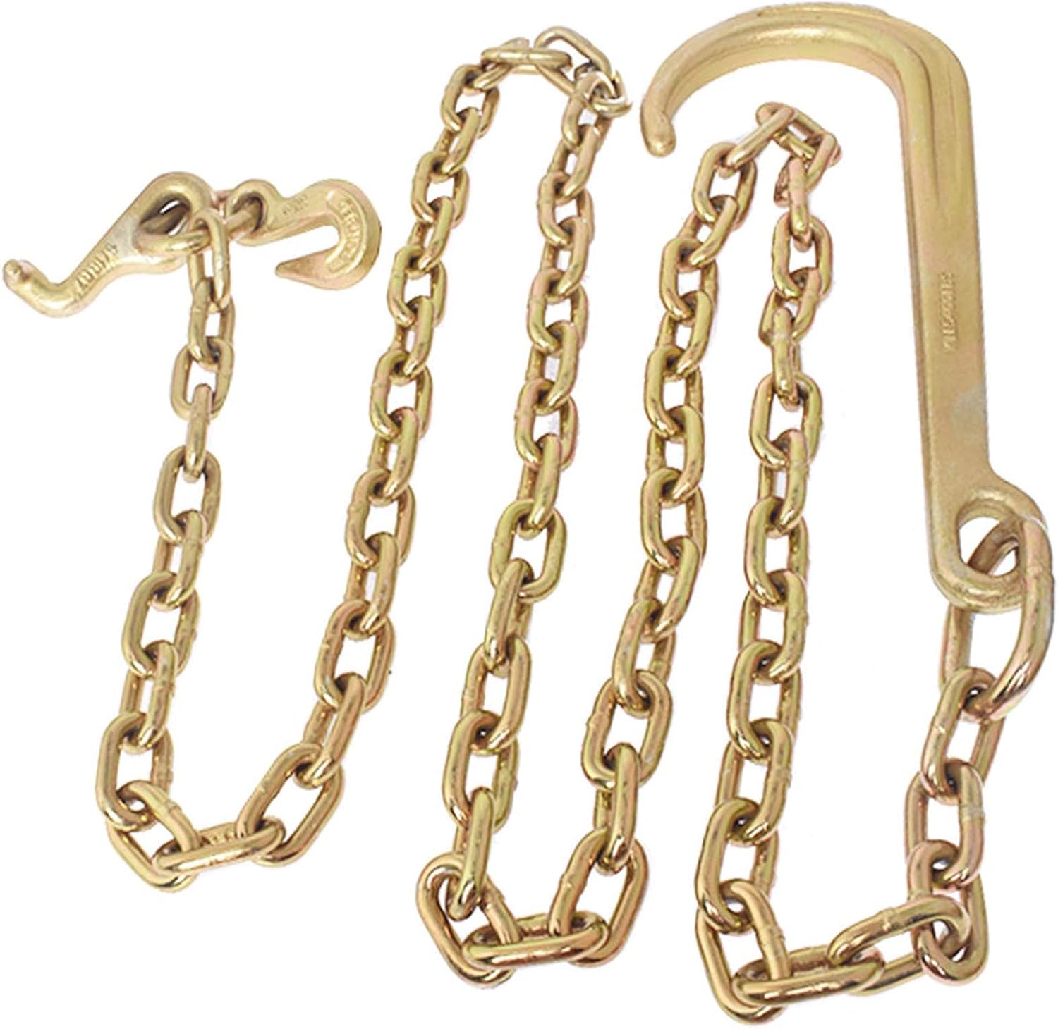 munirater 5/16 x 8 FT Grade 70 Tow Chain 15 J Hook and T Hook Mini J Hook Recovery Wrecker Axle Tow Truck Chain