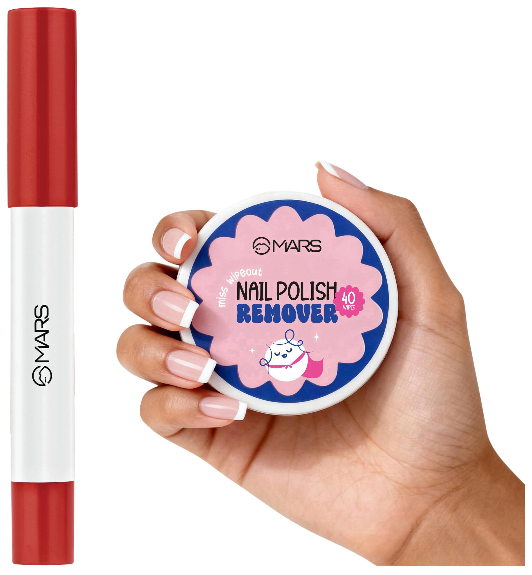 MARS Miss Wipe Out Nail Polish Remover Wipes (40 Wipes) Gentle & Travel-Friendly Cloud Kiss Soft-Matte Lip Crayon (1.8gm) Full Coverage | Non Drying-picture-17