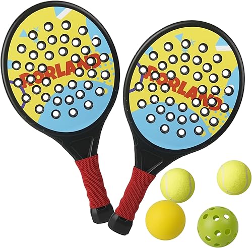 Juego de 2 raquetas de pádel para niños, ligeras, duraderas, con agarre ergonómico para manos pequeñas, diseños vibrantes, piscina, patio trasero,