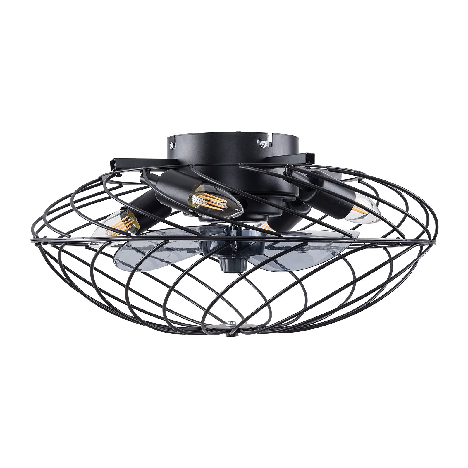 Buy TFCFL Ceiling Fan with Lights Black Iron 18 Inch Caged,Retro