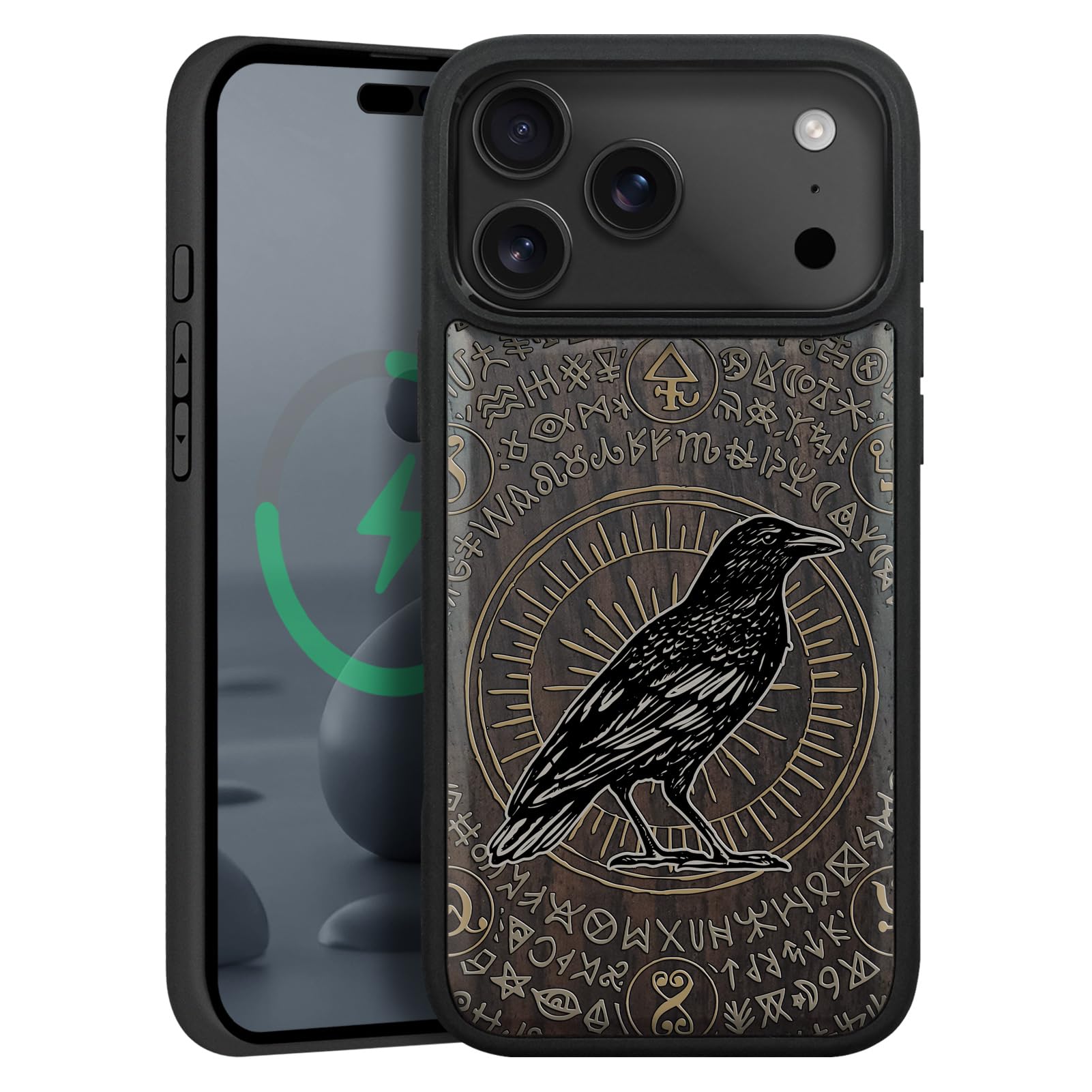 Wood Magnetic for iPhone 18 Pro Max / 17 Pro Max Case, Raven of Prophecy | Compatible wit…