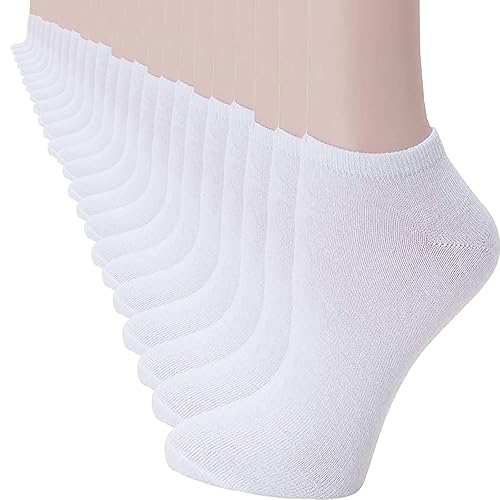 14 Pairs Low Cut Ankle Socks for Men/Women Thin Athletic Sock Pack Socks - 5-10 - White