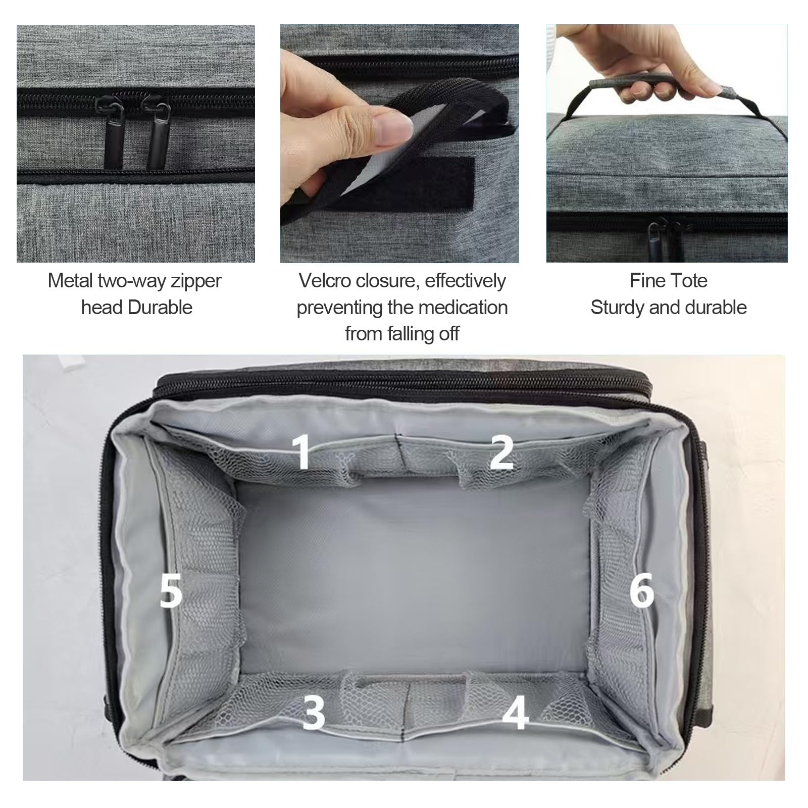 Organizer-Tasche For Medizinisches Bedarfsmaterial For Ersthelfer,Leeres Erste-Hilfe-Set Mit Großer Kapazität,Organizer-Tasche For Medikamente Mit Mehreren Taschen(Gray)