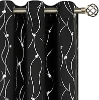 Vista 254 de BGment Room Darkening Curtains 95 Inches Long, Grommet Thermal Insulated Blackout Curtains with Wave Line and Dots Printed for Bedroom, 2 Panels