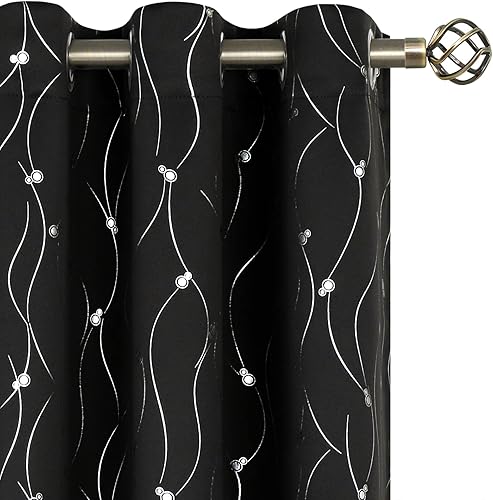 BGment - Cortinas opacas, con aislamiento térmico, para oscurecer la habitación, con estampado de línea ondulada y lunares para dormitorios, juego
