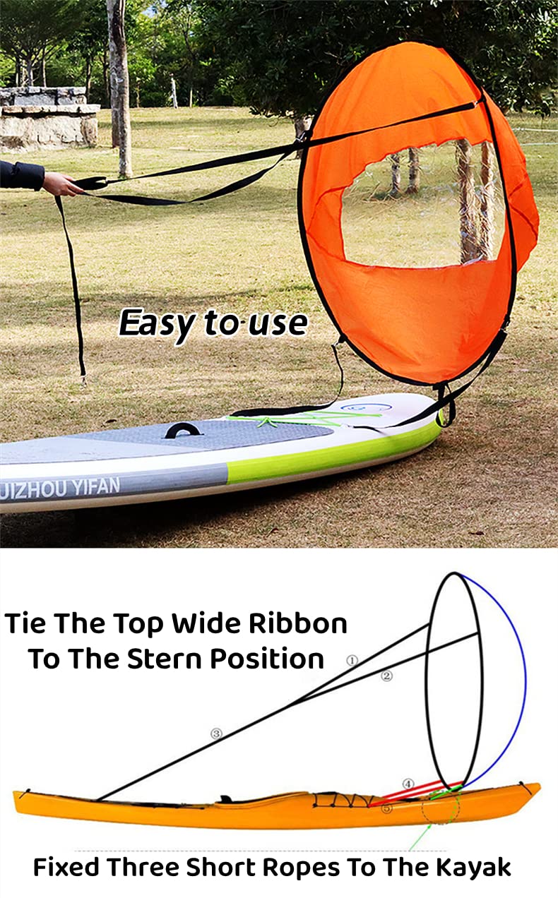 Vela a vento per kayak pop-up, Vela Downwind pieghevole, Canoe portatili a vela a vento lento, Kayak Sail, Kayak Canoe