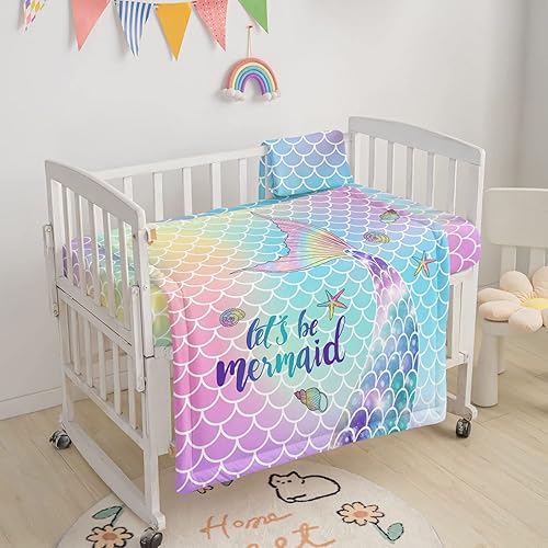 Miniatura 2 de Juego de ropa de cama para cuna, 3 piezas de ropa de cama de cuna con edredón, sábana de cuna y falda de cuna, ropa de cama de guardería con