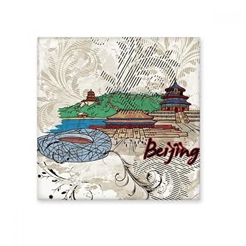 DIYthinker Hand-Painted Tian an Bird Nest Beijing Cultural Ele Ts Ceramic Bisque Tiles for Decorating Bathroom Decor Kitchen Ceramic Tiles Wall Tiles Medium Multi