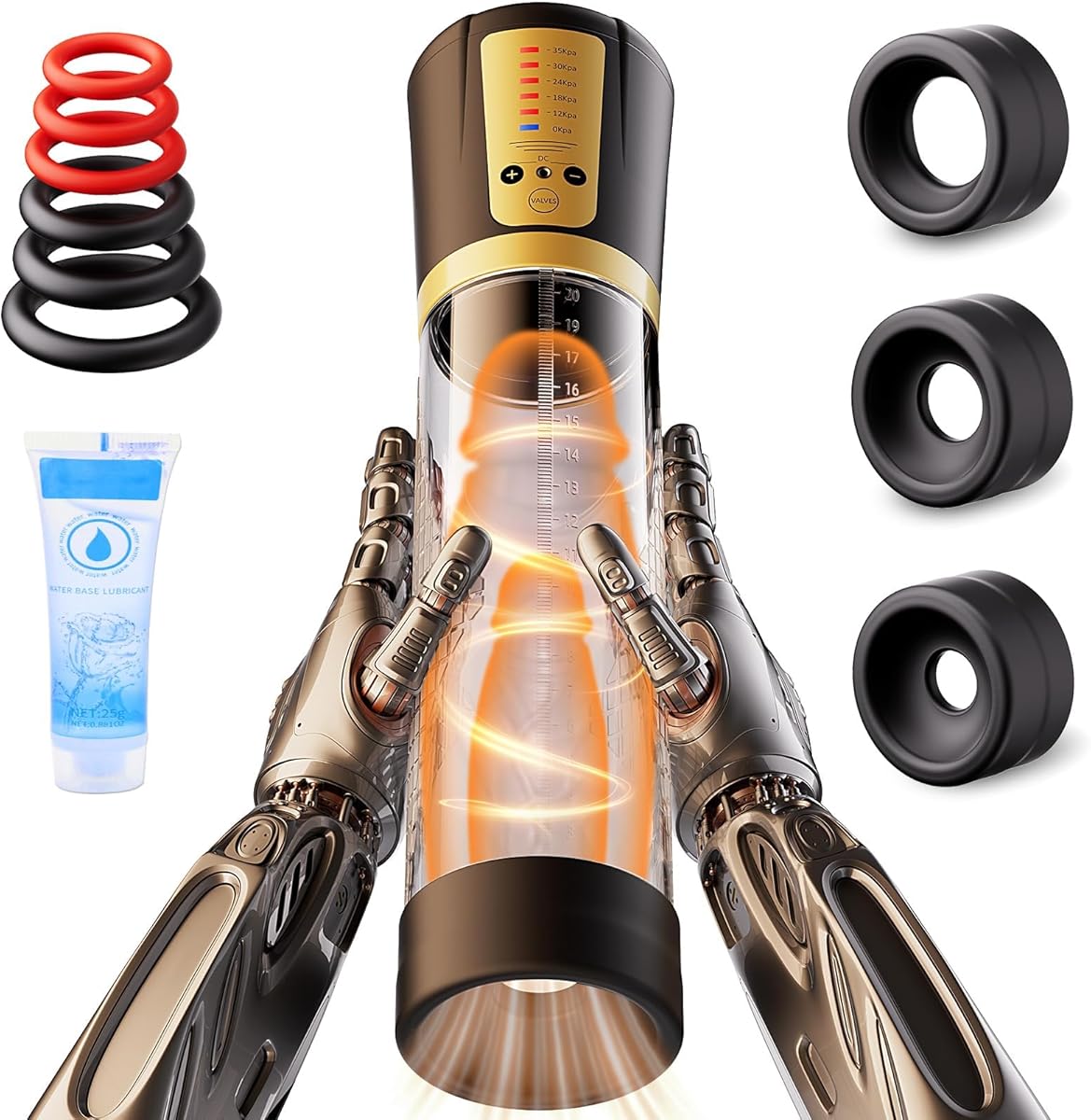 Male Penis Pump Sex Toys, Automatic Enlargers & Extend Pump for Men with 5 Training Modes, Adult Toys for Men Electric Penis Entender Erection Pumps, Sex Toys - Pumps & Enlargers (6 Cock Rings)