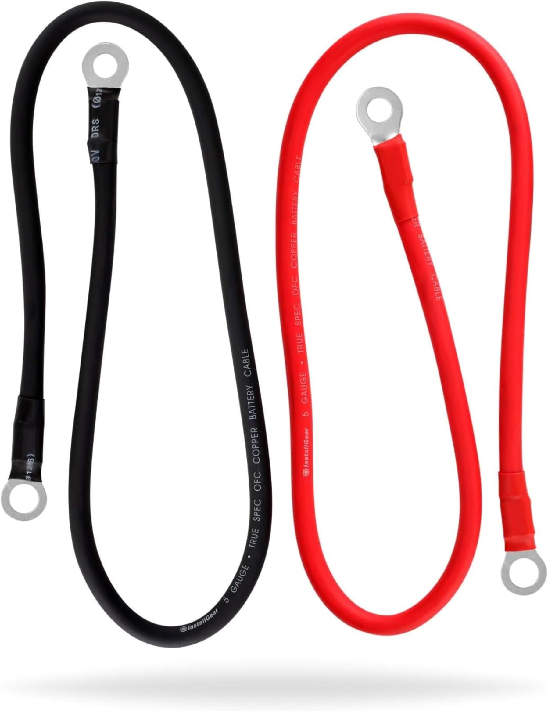 InstallGear 5 AWG Gauge 2ft Battery Power Inverter Cables for Solar, Auto, RV and Marine - RV Battery Cables - 99.9% Deoxigenized Copper, Set