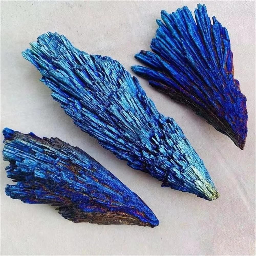 AARTERZZA 50-70g (1-4pcs) Electroplate Black Tourmaline Quartz Stone Blue Aura for Ornament
