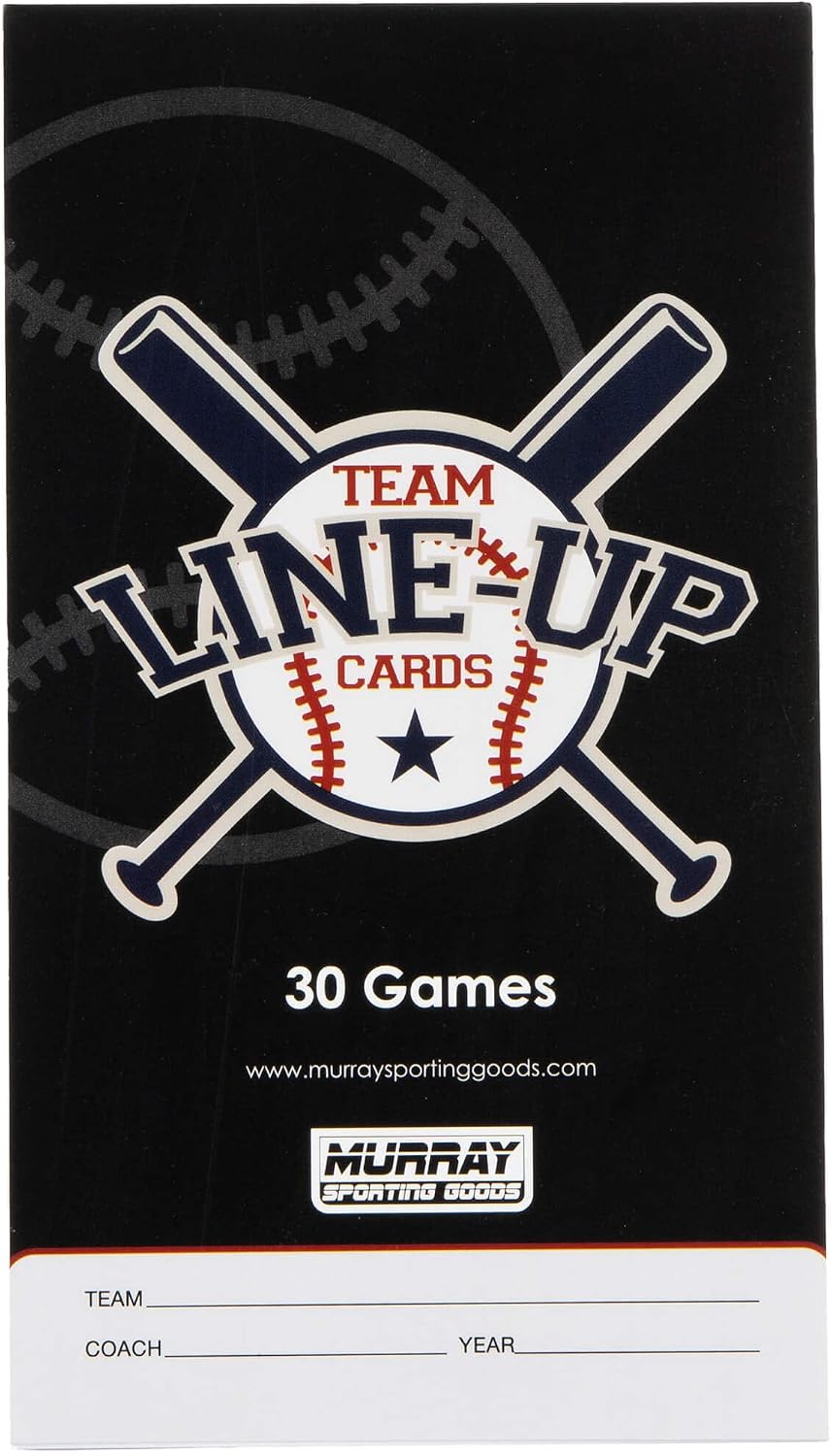 Murray Sporting Goods Baseball/Softball Lineup Cards - 30 Games with 16 Player Roster Lineup Sheet (4-Part Carbon Copies)
