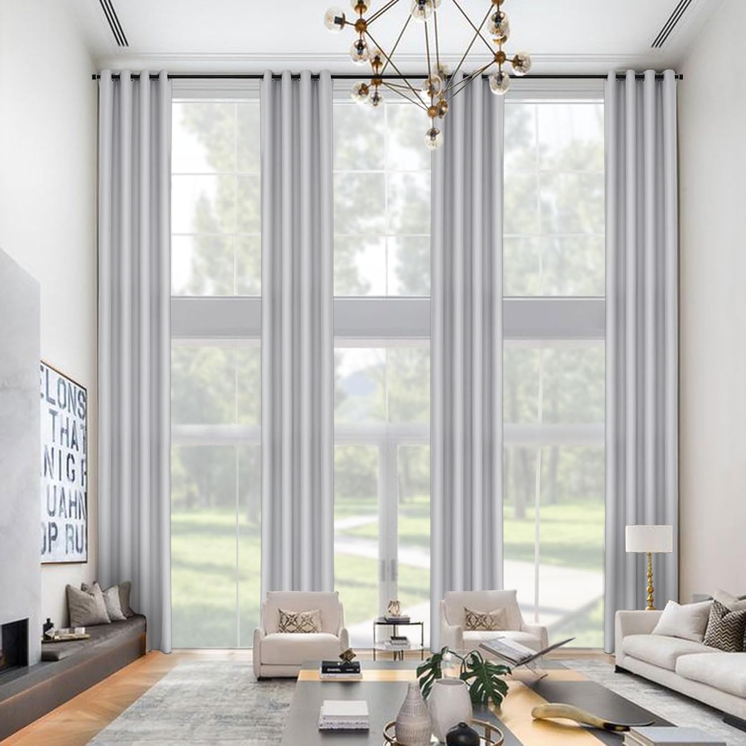 Macochico 108 Inch Long Curtains Blackout Curtains Thermal Insulated Energy Saving and Noise Reducing Curtains Perfect for Sliding Room, Bedroom, or Patio Door (Beige, 52''W x 108''L, 1 Panel)