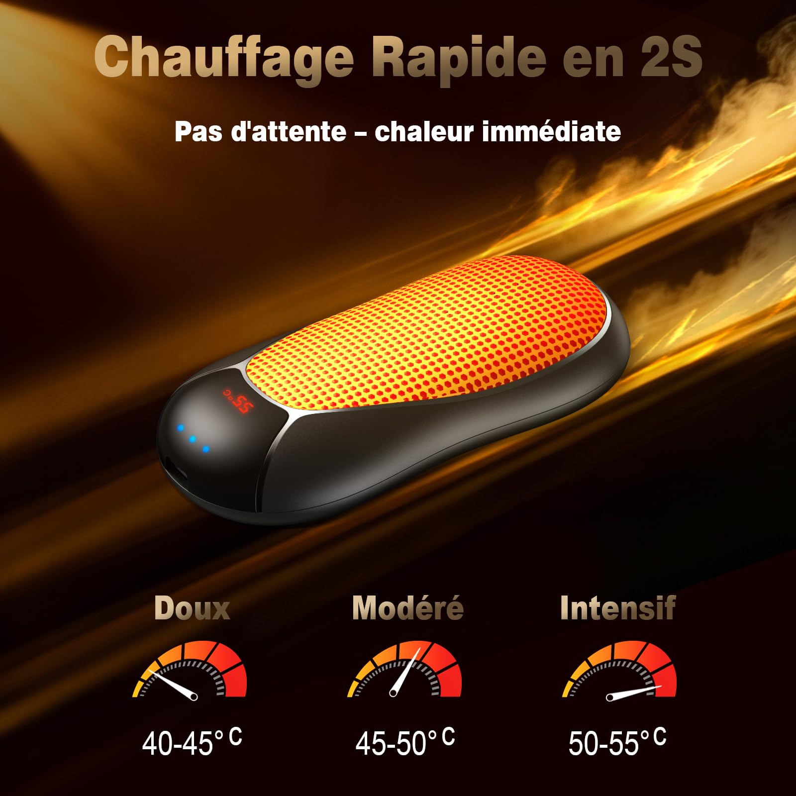 Chaufferette Main Rechargeable 8000mAh, 2 en 1 Chauffe-Main Magnétique, Cadeau de Noël pour Extérieur/Camping/Chasse