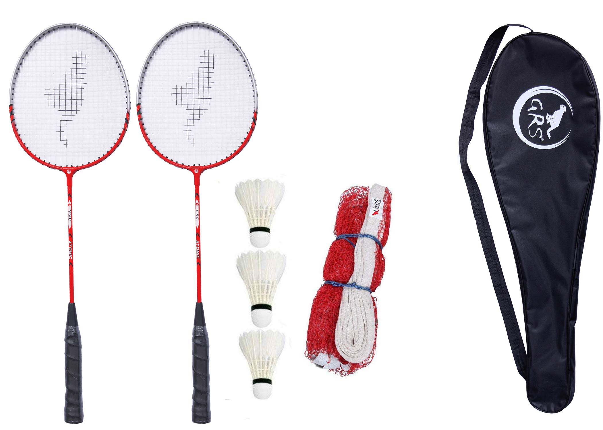 GRS® GRQ08 Aluminium Badminton-Racket, Set of 2 & 3 Pcs of Shuttle Cock & Badminton Net with Full-Cover (B091FZ1RN7) Amazon Price History, Amazon Price Tracker