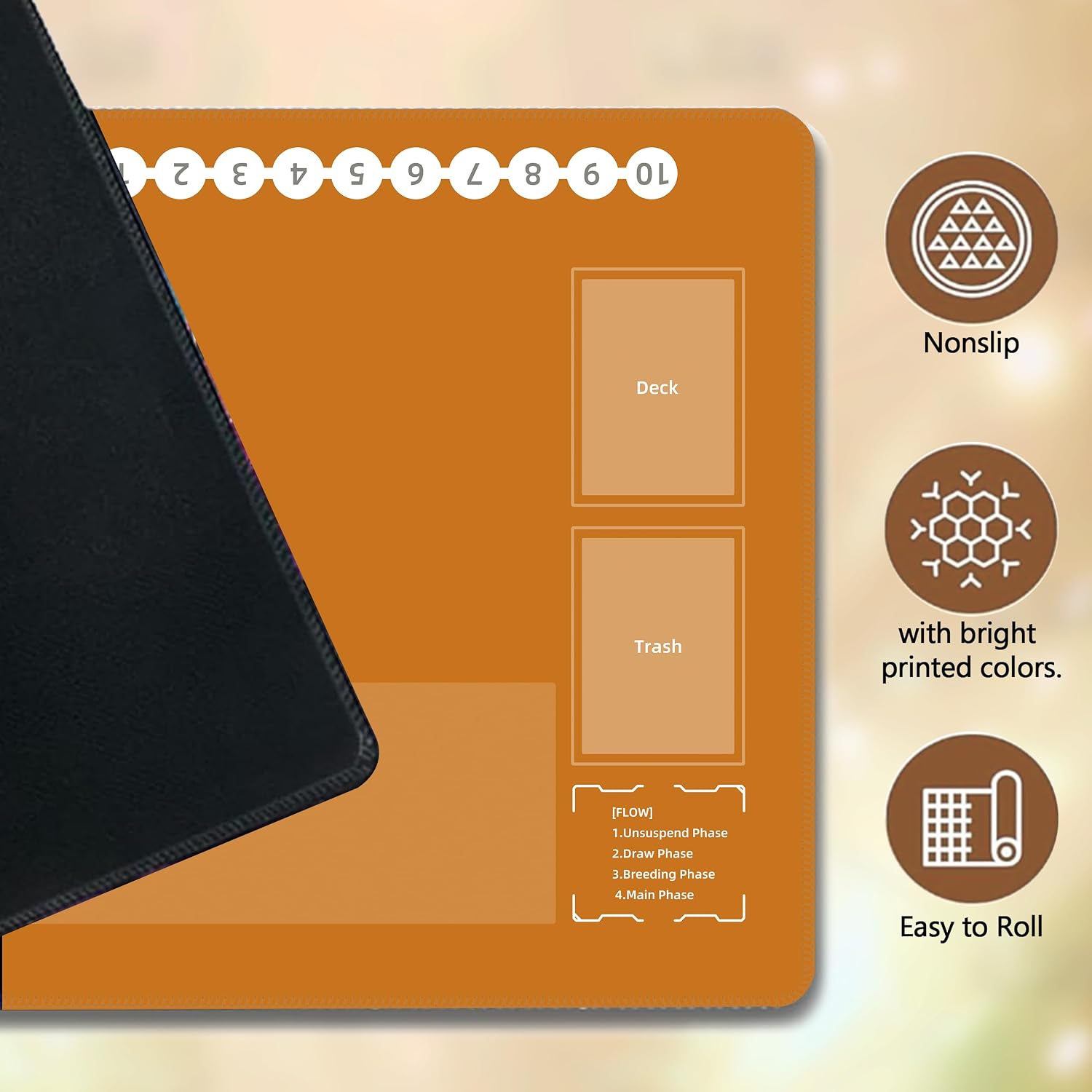 Single-Player TCG Playmat with Zones Compatible with Digimon Card Game, Bonus 27-Piece Acrylic Token Set & Waterproof Oxford Carry Bag Included 24x14 Inches, Non-Slip Rubber Game Mat (01) image 3