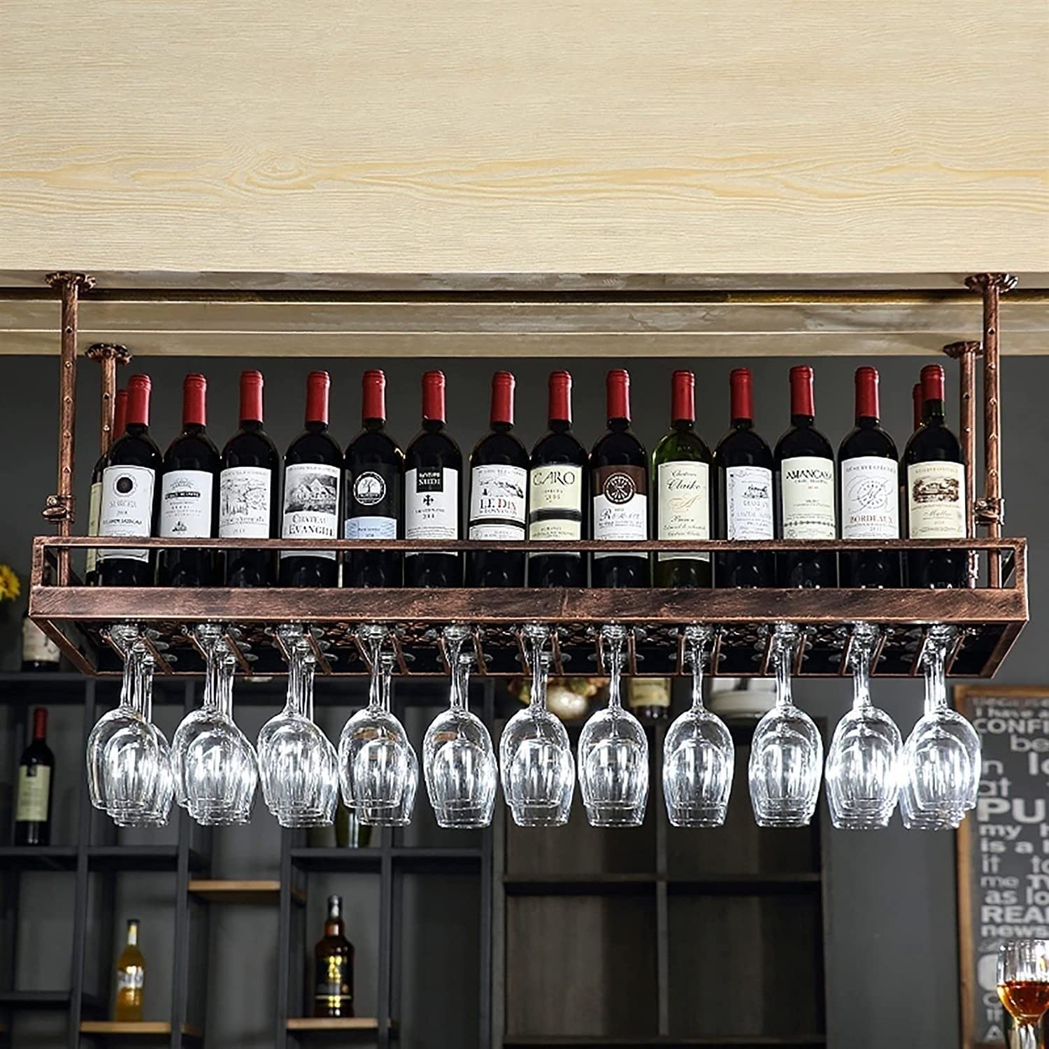 Porte-bouteilles de vin suspendu en fer réglable de 80cm