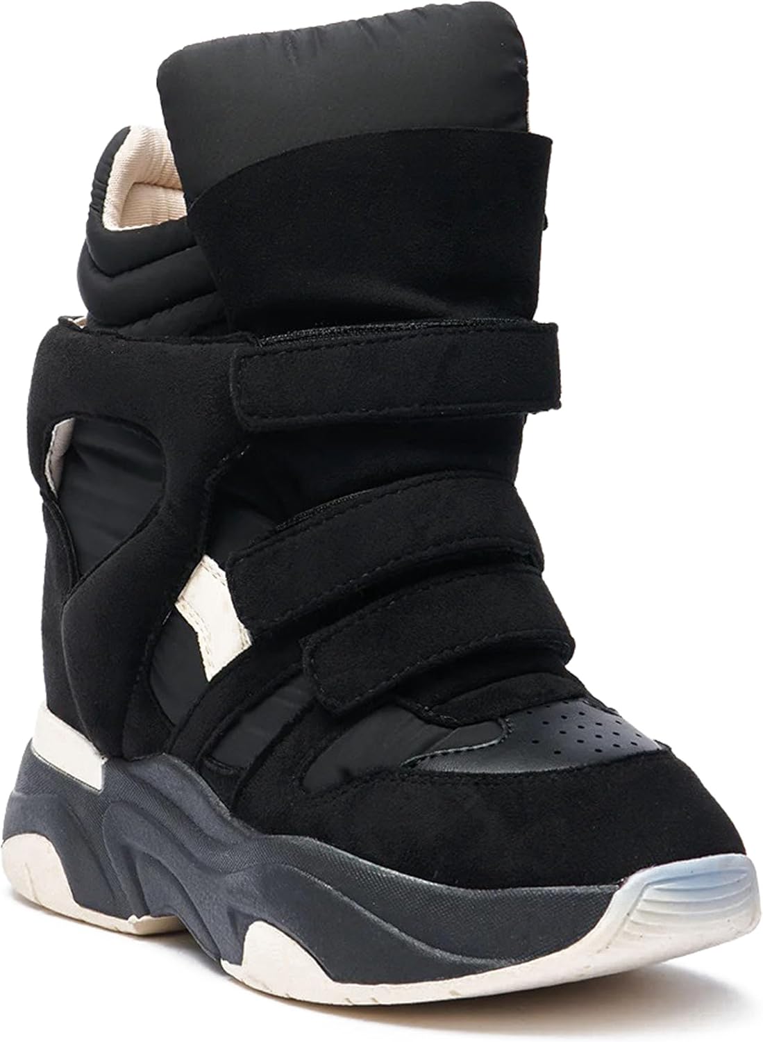 Wedge Sneakers for Women Suede Tennis Shoes Hidden Heel Platform Wedges Round Toe Strappy High Top Sneakers Comfy Casual Walking Shoes - Image 4