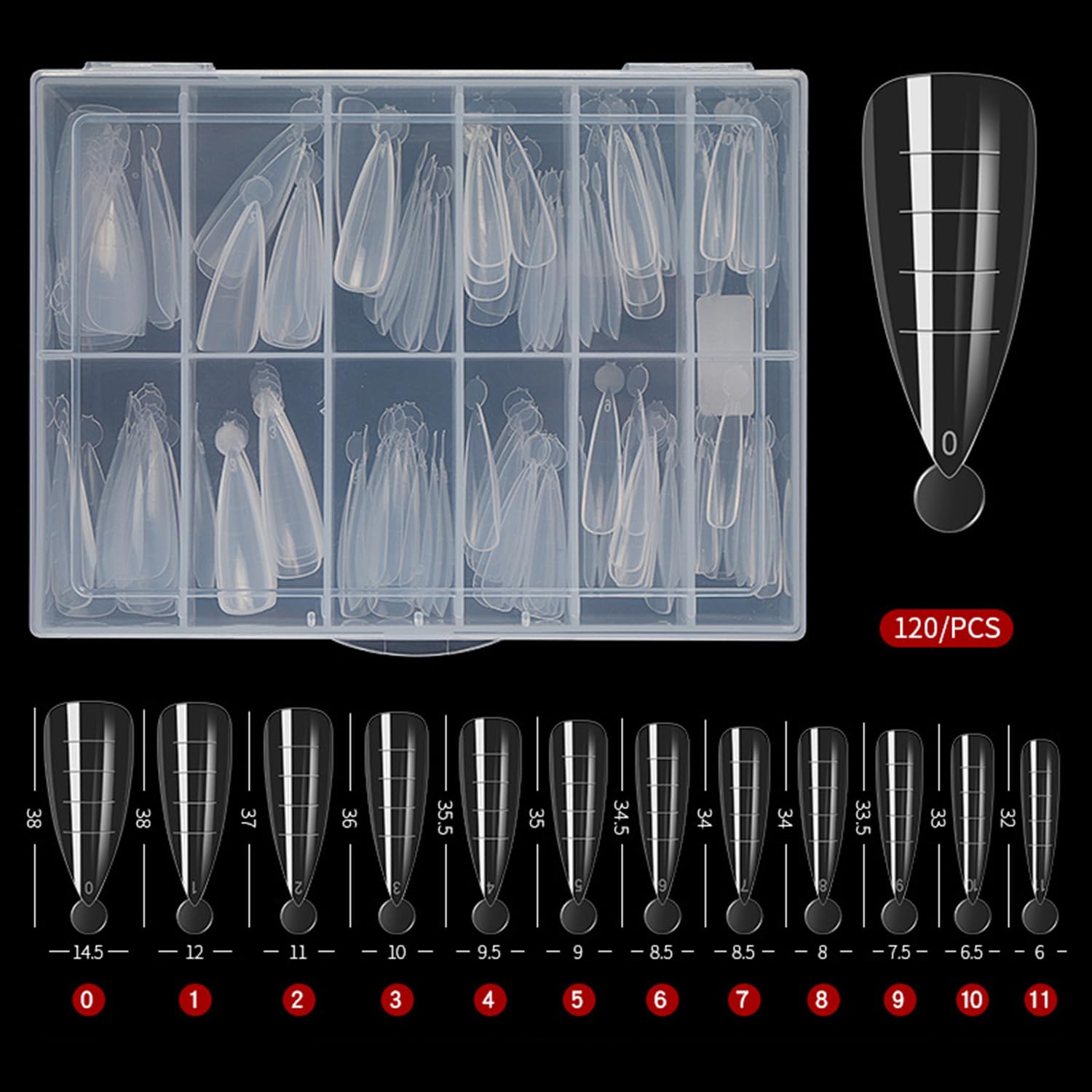 Zestaw 120 form Dual Nail Forms, 12 foremek w kształcie kropli wody, przedłużanie paznokci, przedłużenie paznokci z dwupunktowym pędzelkiem do paznokci, klipsami do paznokci i pilnikiem do