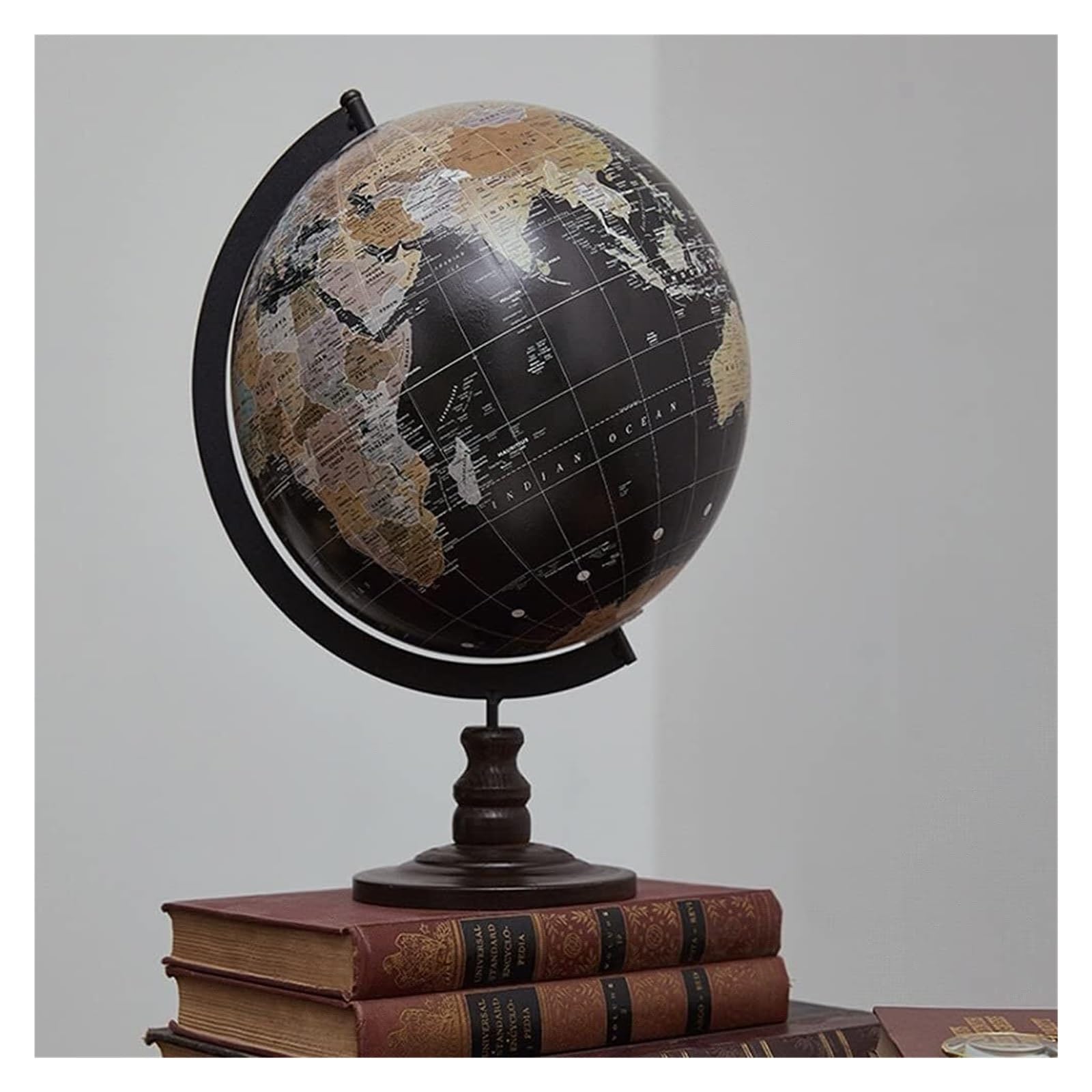 Weltglobus, klassischer neuester Retro-Globus auf Englisch, schwarzer Ozean-Geographie-Globus, Desktop-Globus, Dekoration, handgefertigter Weltglobus, Globus für die Dekoration im