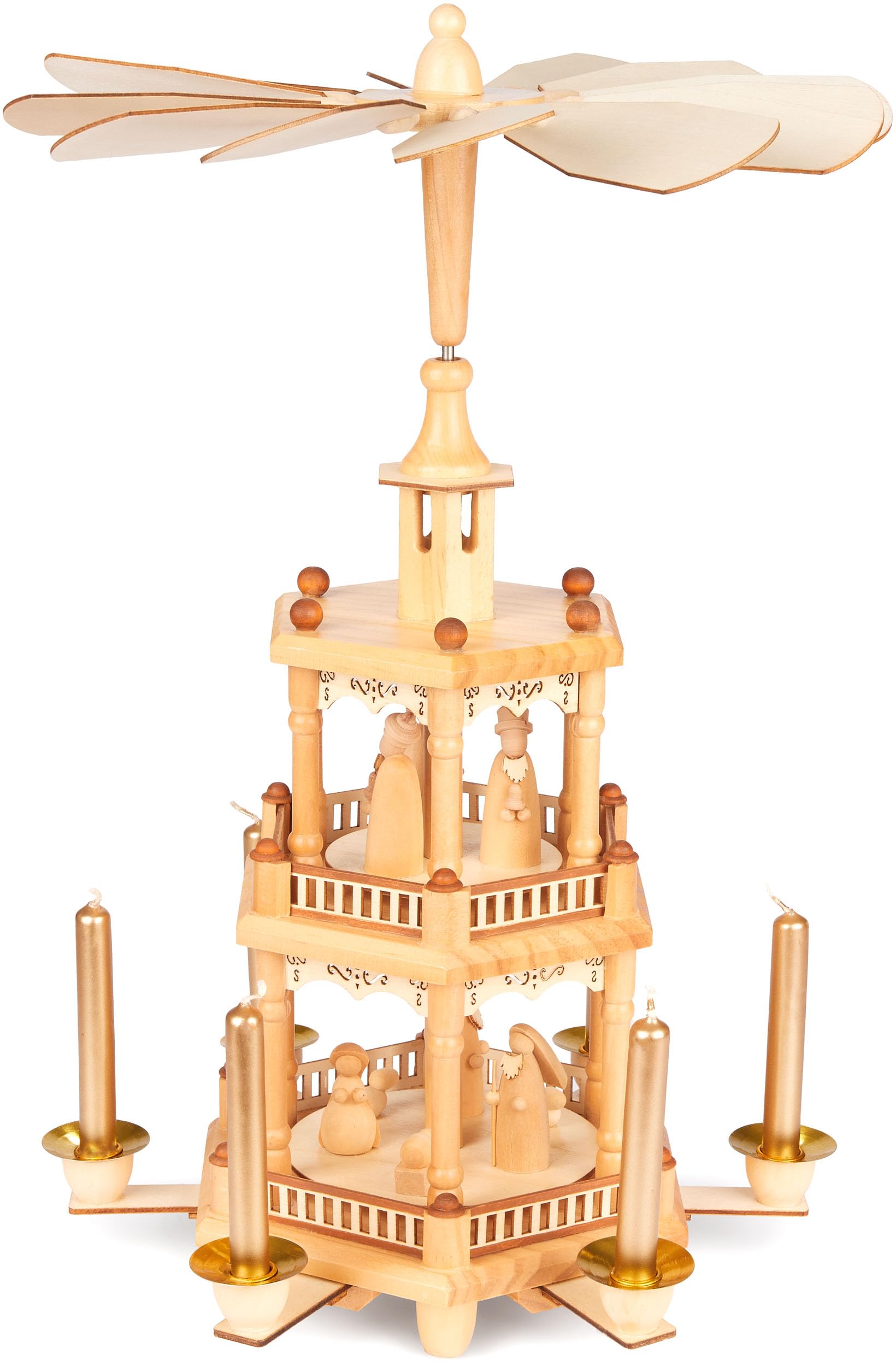 BRUBAKER Weihnachtspyramide aus Holz - 43 cm große Holzpyramide