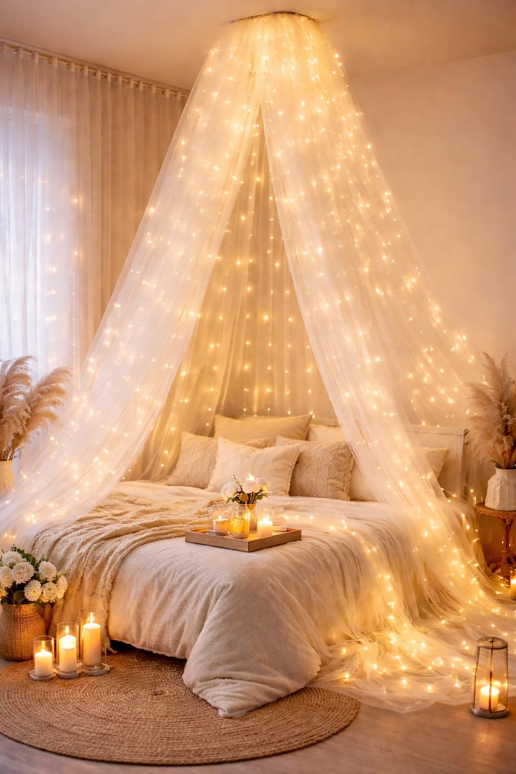 Canopy Tent for Decoration 5 Meter White Net Cloth Unstitched Bedroom Canopy Aesthetic Room Decor Backdrop for Wedding Party Home Decoration (White)-image-42