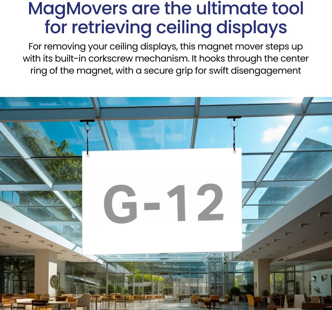 Clik-clik single magmover magnet movers to attach magnet hooks to hang ceiling decor, office signs, banners and more