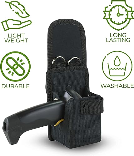 Miniatura 4 de Funda para escáner inalámbrico (pequeña), bolsa de nailon balístico para escáner de código de barras 1D y 2D, clip para cinturón, trabilla para