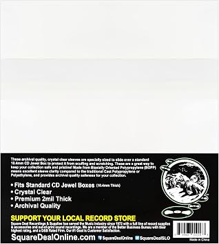 Resealable CD Outer Sleeves - Holds 1 Jewel Box - Clear (100 Sleeves)