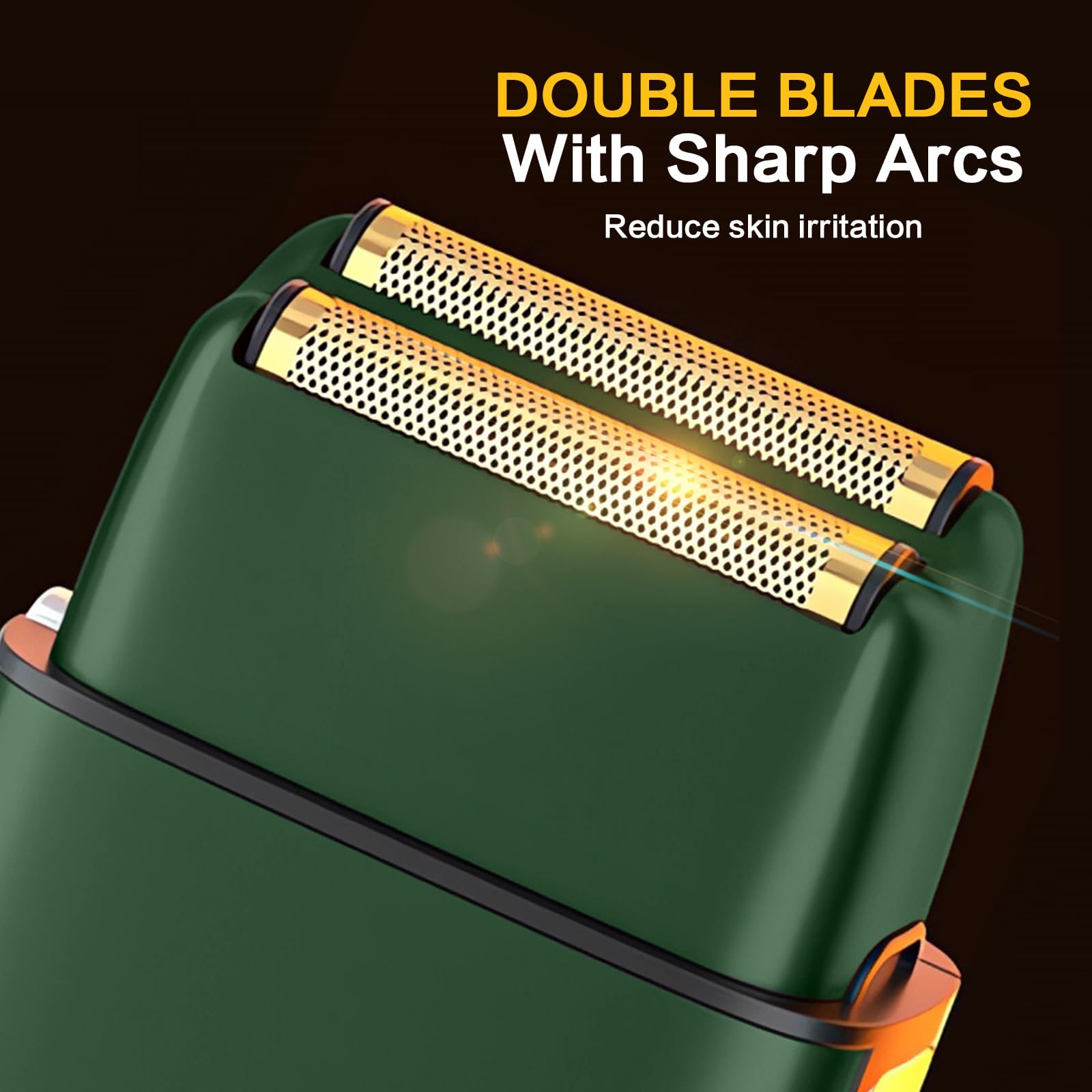 Electric Razor for Men - Face and Beard Shaver With 3 Adjustable Speeds, Rechargeable Waterproof Foil Shaver, LED Display, Close Shave Trimmer for Face/Beard/Head (Green)