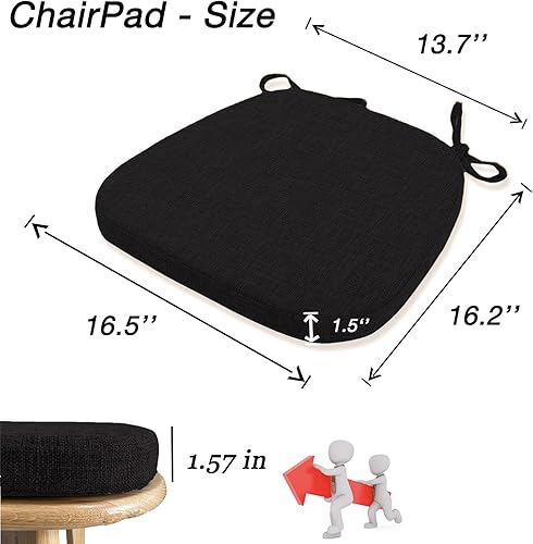 Miniatura 5 de Cojín para silla de comedor, espuma viscoelástica, antideslizante, para silla de cocina y comedor, con funda lavable a máquina 16.5 x 16.2 pulgadas,