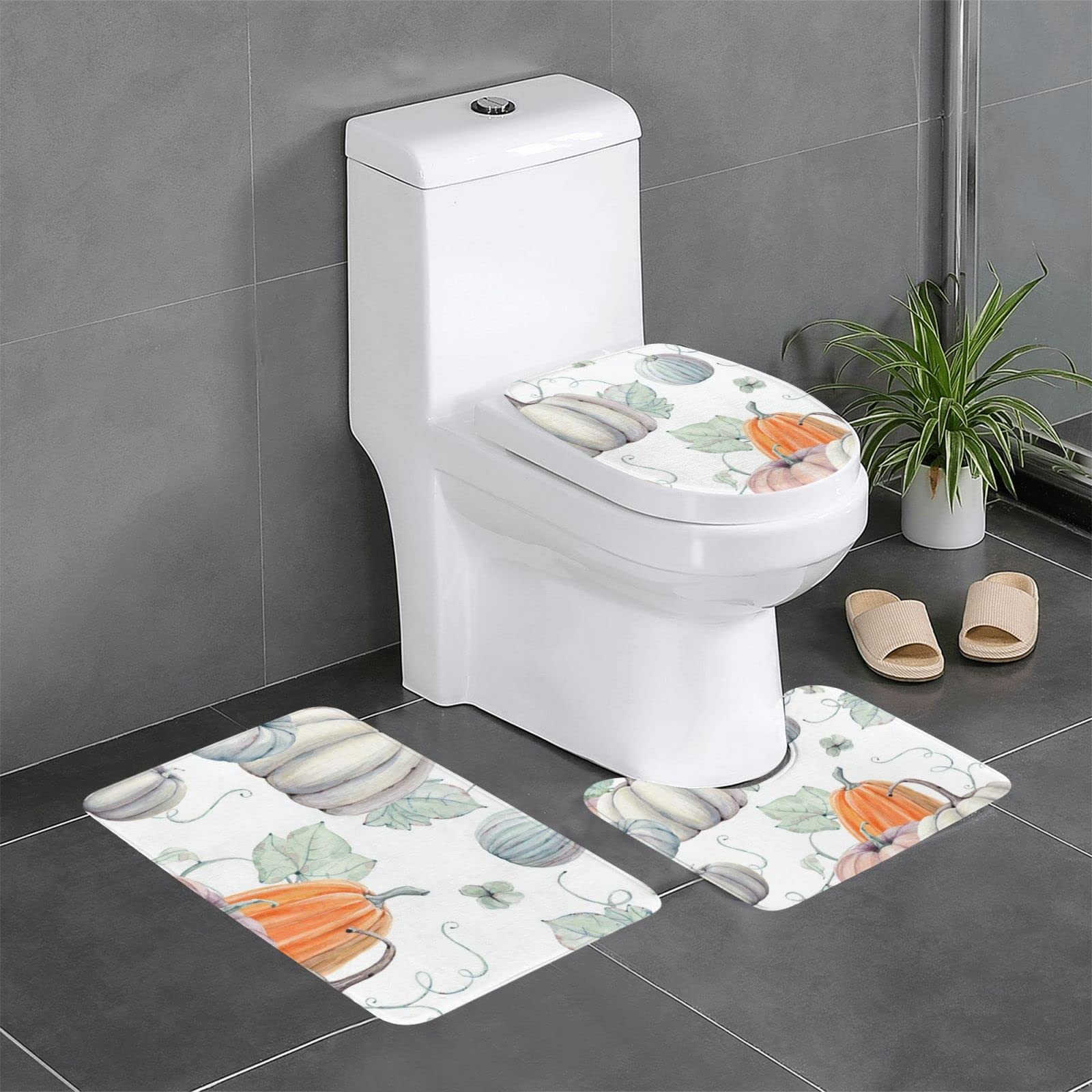 Tapis de salle de bain antidérapant 3 pièces à motif pour sol sécurisé