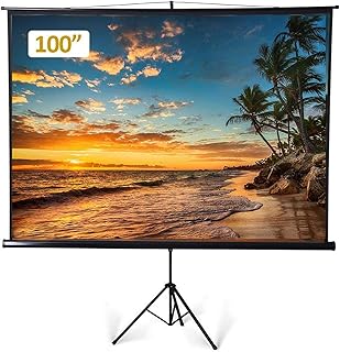 Projector Screen Portable 100 Inch Diagonal Projection HD 4:3 Projection Pull Up Foldable Stand Tripod