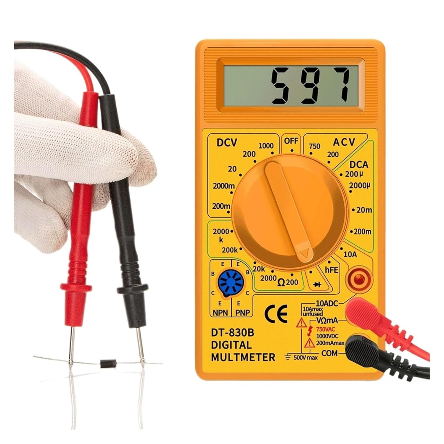 Universal Meter DT830B Multimeter Tester Handheld Multimetre Digital Multimeters Professional Multi Meter Multimetro Ohm Maltimeter Tools Digital Universal Meter(DT-830B Black)