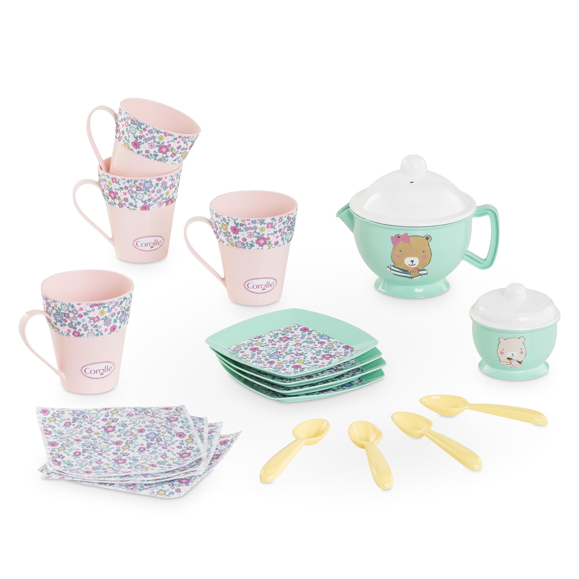 Corolle - 9000310050 - Ma Dinette Thé et Goûter, 30 Accessoires, pour Poupons-Poupées, dès 18 Mois