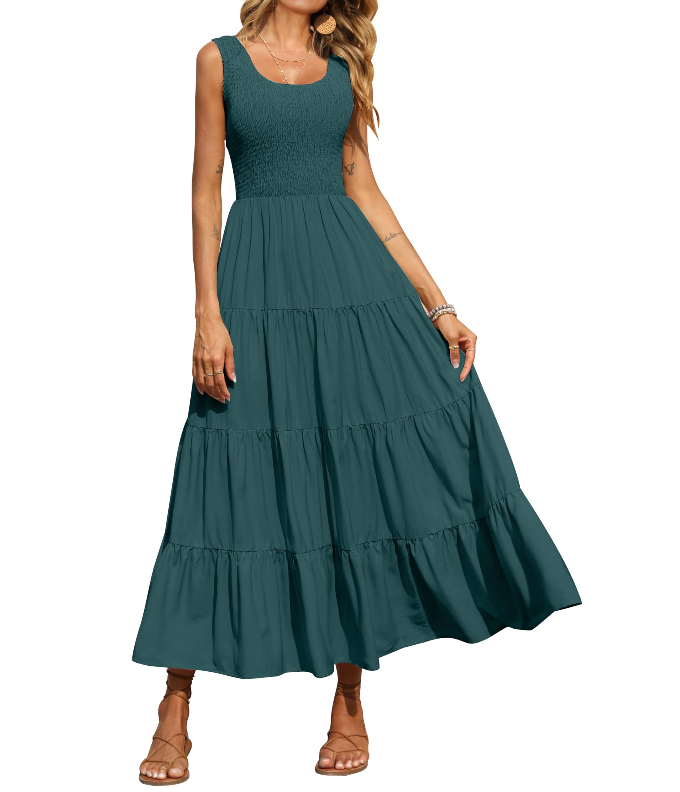 PRETTYGARDEN Tank Summer Dresses for Women Maxi Dress Vestito Casual Donna (Pacco da 1)
