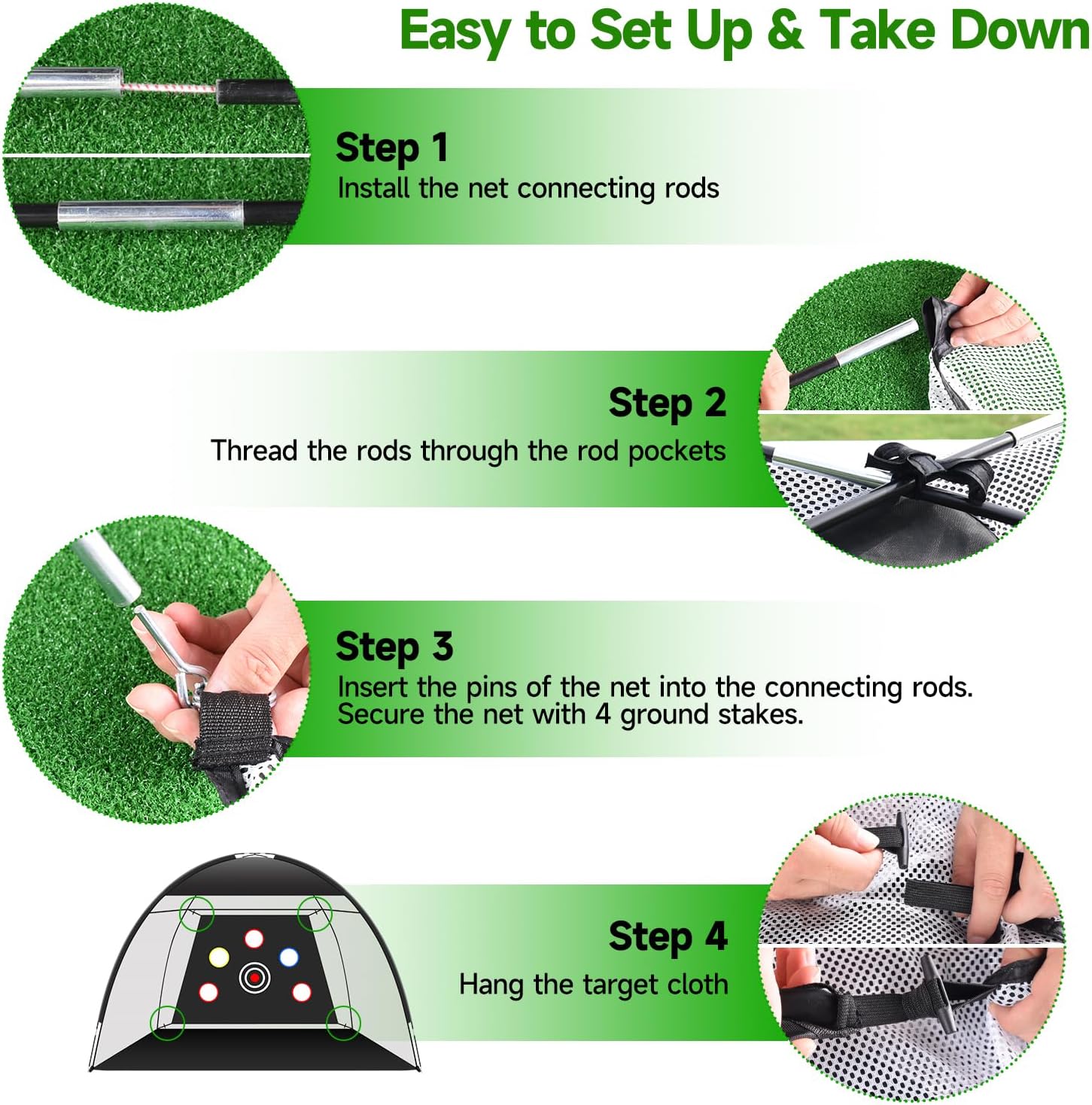 Golf Net: 10x7ft Golf Hitting Practice Net for Use，with Heavy-Duty Base Dual-Turf Mat，Suitable for Various Indoor and Outdoor Scenarios，Scenes Such As Garages, Backyards, Sandy Areas, Lawns, Etc