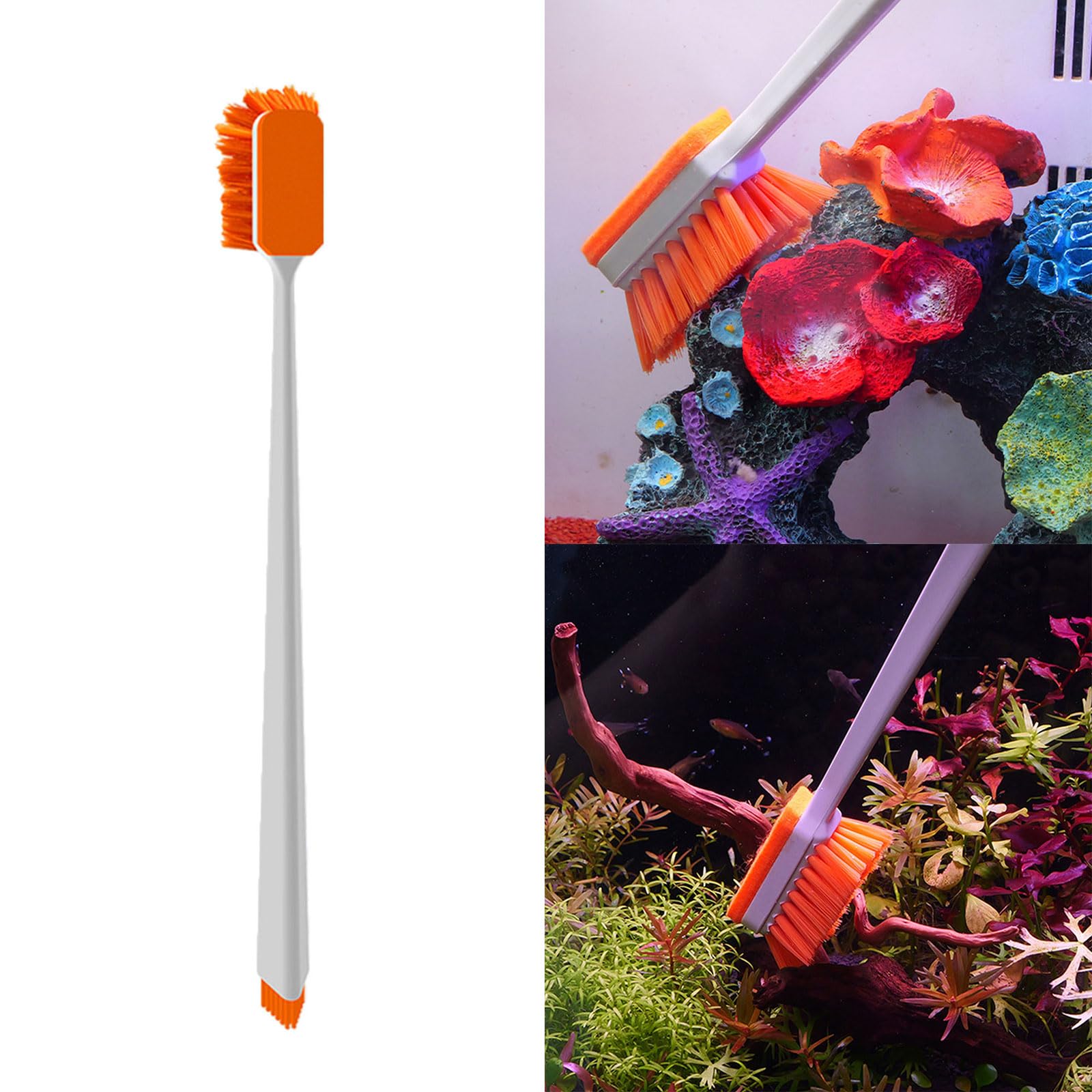 BEIDUOYANG Long Handle Fish Tanks Scrubber for Glass Aquariums Double Bristle Washing Scrubber Long Handle Brush Aquarium Cleaning Tools