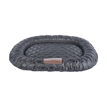 DII Bone Dry Crate Cushioned Mat, Durable Oxford Fabric, Machine Washable, Padded Kennel Pet Bed - Oval Quilted Black, Medium